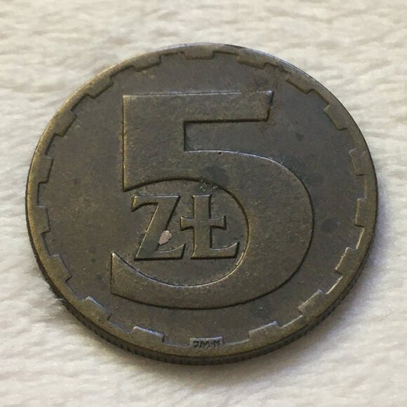 1976 Die A JMN Poland 5 Złotych Brass Coin - Picture 1 of 3
